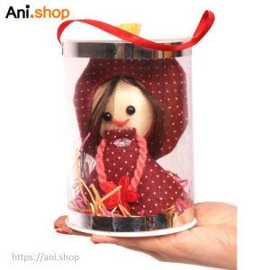 باکس طلقی استوانه ای عروسک رومی دختر گل به دست