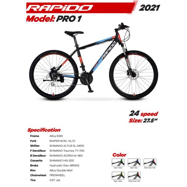 دوچرخه راپیدو 2021 مدل PRO1 سایز 27.5 ( شیمانو اصلی ) کد B8