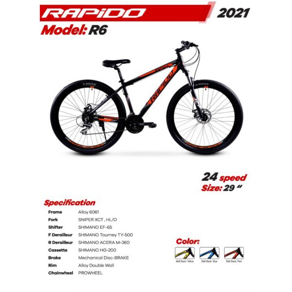 دوچرخه راپیدو 2021 مدل R6 سایز 29 (شیمانو اصلی) کد B5