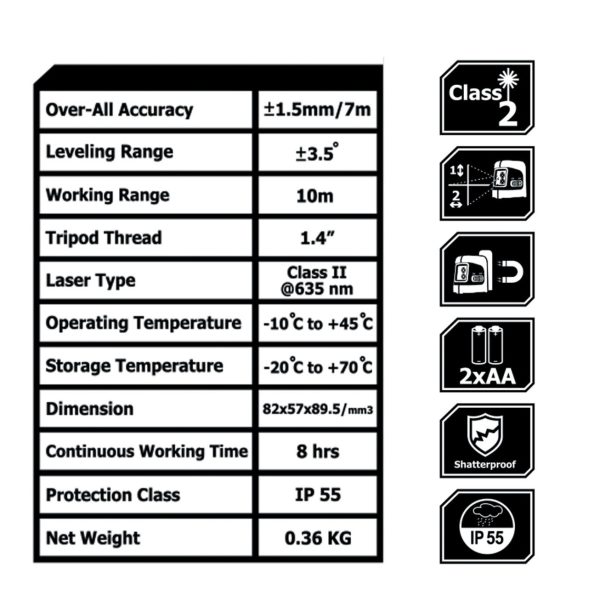 تراز لیزری کنزاکس دو خط (قرمز) کد KLL-1180 - Image 10