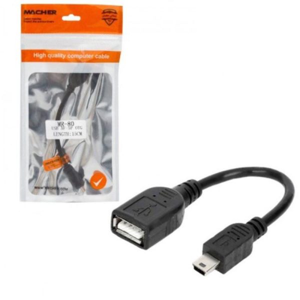 کابل 5پین Mini USB OTG (5pin) طول 15 سانتی متر مچر (Macher) مدل   ez-17   MR-80
