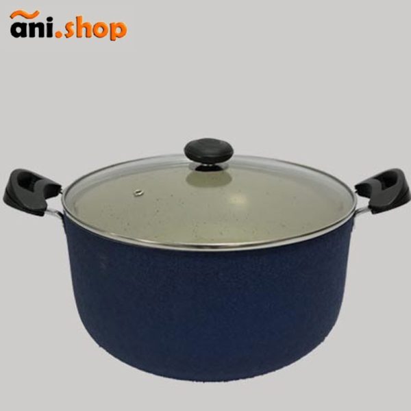 قابلمه گرانیتی درب شیشه ای رنگ سرمه ای براق