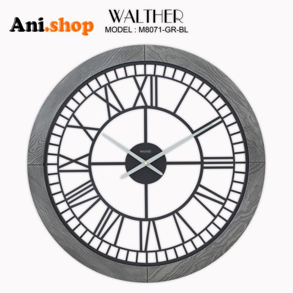 ساعت دیواری قطر 80 ترکیب چوب و فلز M8071-GR-BL