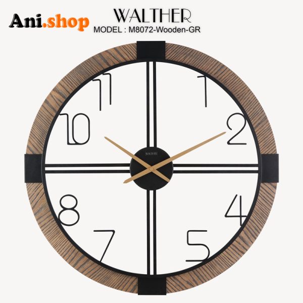 ساعت دیواری قطر 80 ترکیب چوب و فلز M_8072_Wooden _GR - Image 2