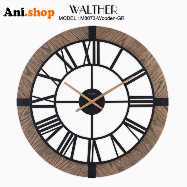 ساعت دیواری قطر 80 ترکیب چوب و فلز M_8073_Wooden_GR - Image 2
