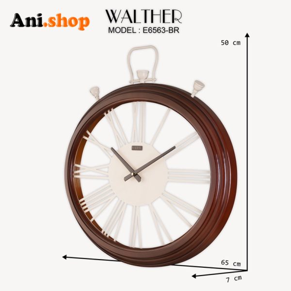 ساعت دیواری قطر 65ترکیب چوب و فلز   E6563_BR - Image 4