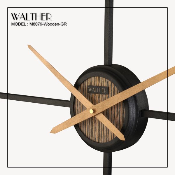 ساعت دیواری قطر 80 ترکیب چوب و فلز  M8077_Wooden _GR - Image 4