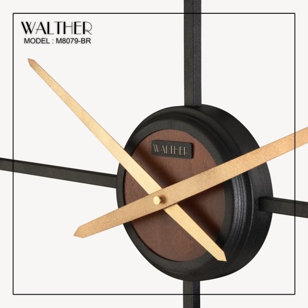 ساعت دیواری قطر 80 ترکیب چوب و فلز  M8079_BR - Image 4