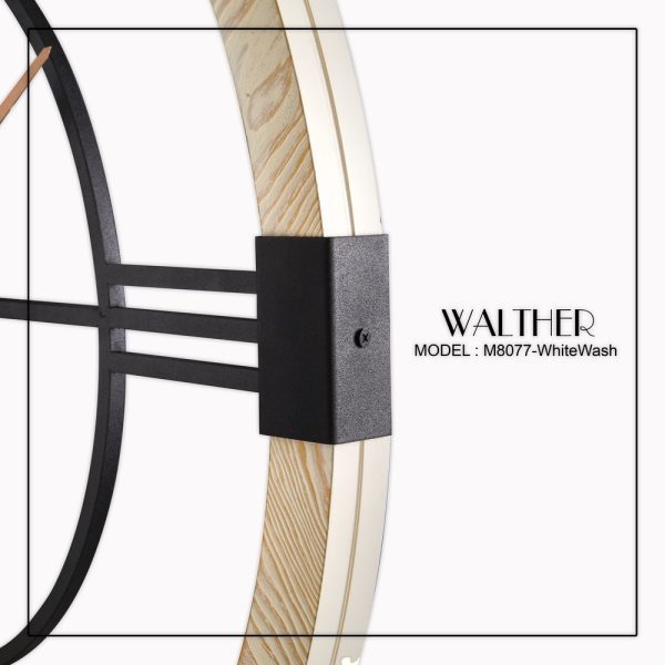 ساعت دیواری قطر 80 ترکیب چوب و فلز  M8077_WhiteWash - Image 3
