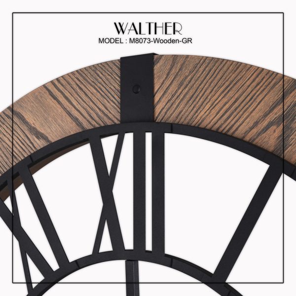 ساعت دیواری قطر 80 ترکیب چوب و فلز M_8076Wooden_GR - Image 3