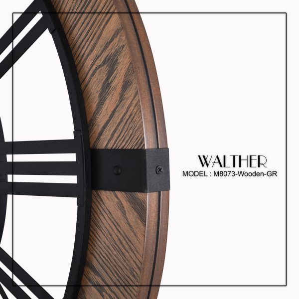 ساعت دیواری قطر 80 ترکیب چوب و فلز M_8076Wooden_GR - Image 4