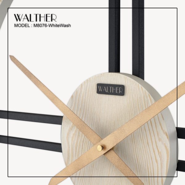 ساعت دیواری قطر 80 ترکیب چوب و فلز M8076_WhiteWash - Image 4