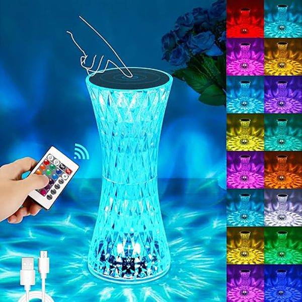 چراغ خواب رومیزی کریستال اسپیکر دار لمسی کنترل دار - Image 4