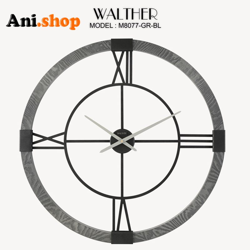 ساعت دیواری قطر 80 ترکیب چوب و فلز M8077_GR_BL