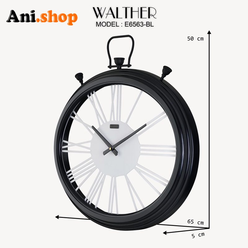 ساعت دیواری قطر 65ترکیب چوب و فلزE6563_BL - Image 4