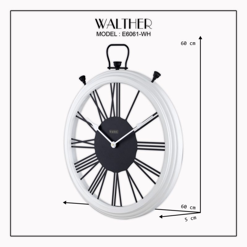ساعت دیواری قطر 65 ترکیب چوب و فلز E6061_WH - Image 4