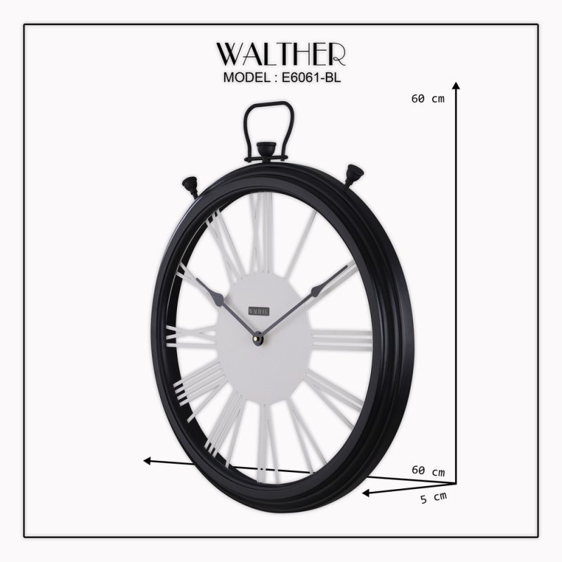 ساعت دیواری قطر 60 ترکیب چوب و فلز E6061_BL - Image 4