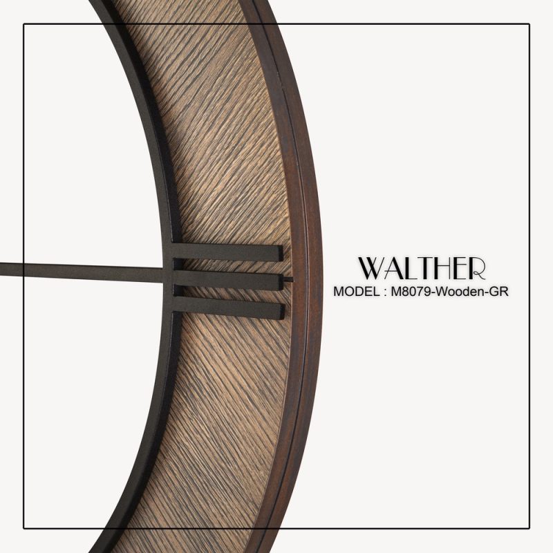ساعت دیواری قطر 80 ترکیب چوب و فلز M8077_Wooden _GR - Image 3