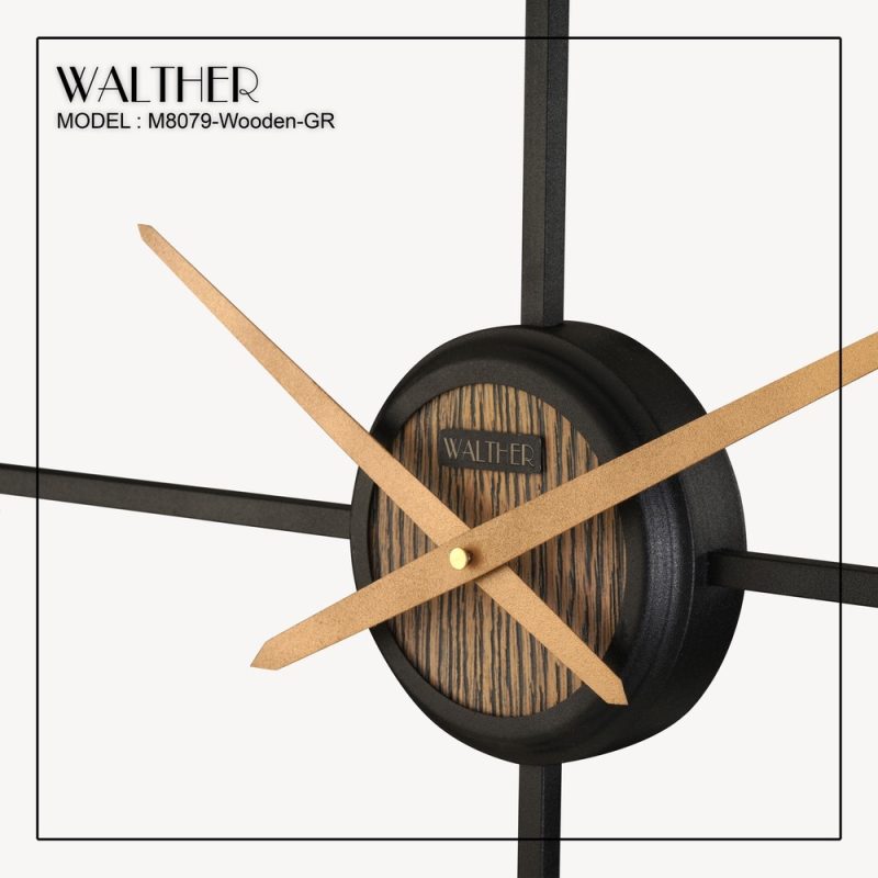 ساعت دیواری قطر 80 ترکیب چوب و فلز M8077_Wooden _GR - Image 4