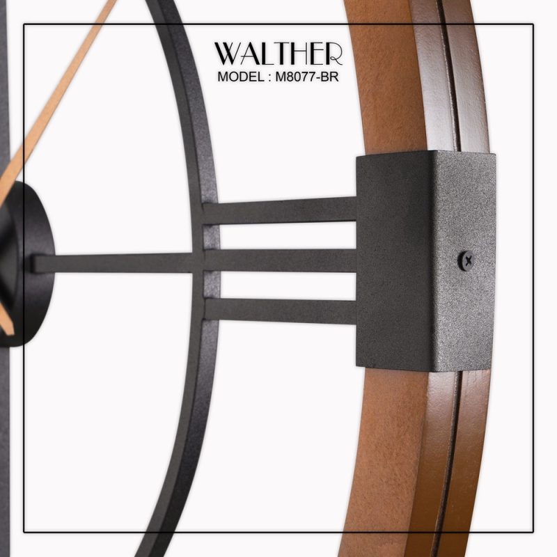 ساعت دیواری قطر 80 ترکیب چوب و فلز M8077_BR - Image 3