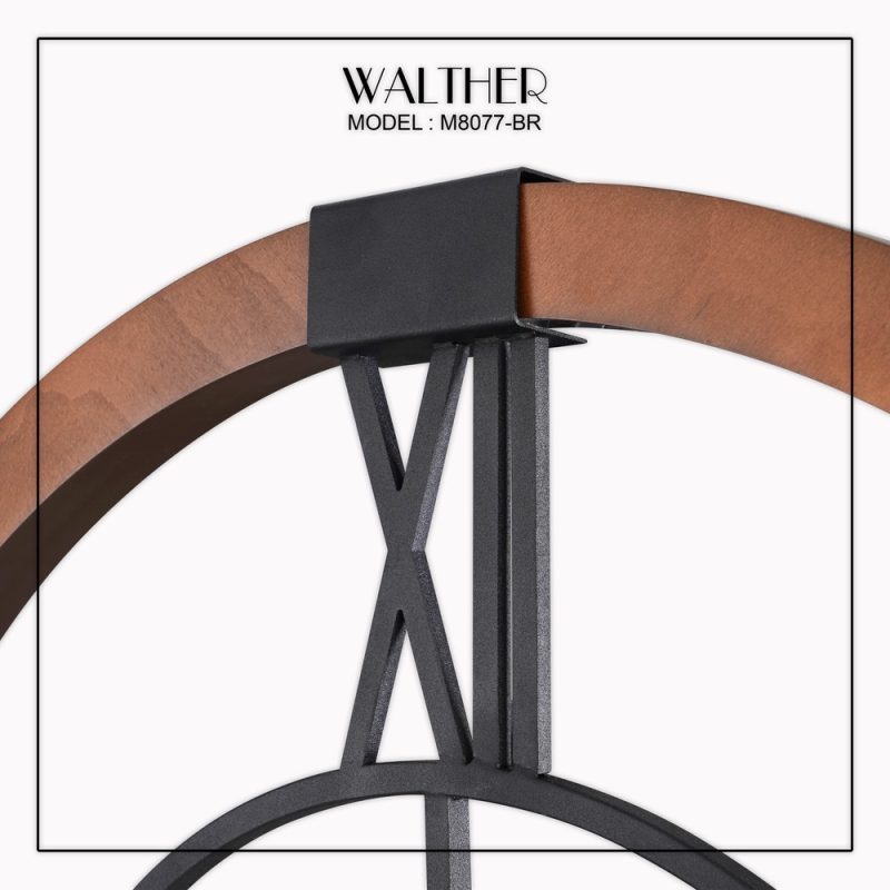 ساعت دیواری قطر 80 ترکیب چوب و فلز M8077_BR - Image 4