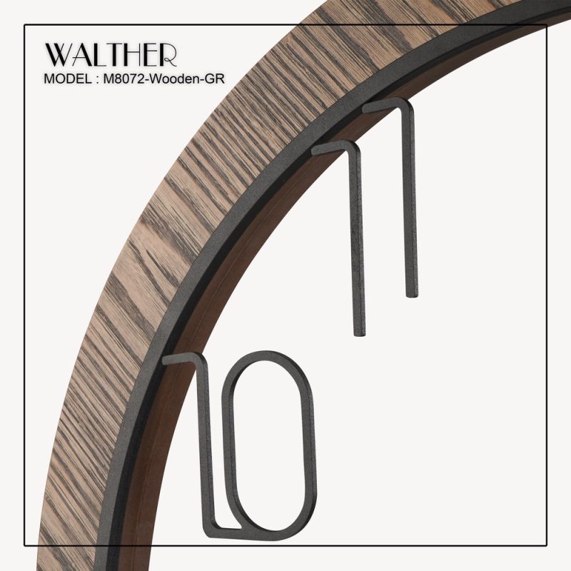 ساعت دیواری قطر 80 ترکیب چوب و فلز M_8072_Wooden _GR - Image 3