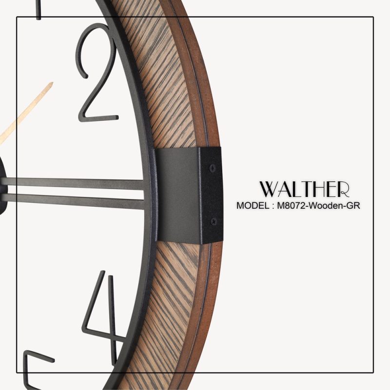 ساعت دیواری قطر 80 ترکیب چوب و فلز M_8072_Wooden _GR - Image 4