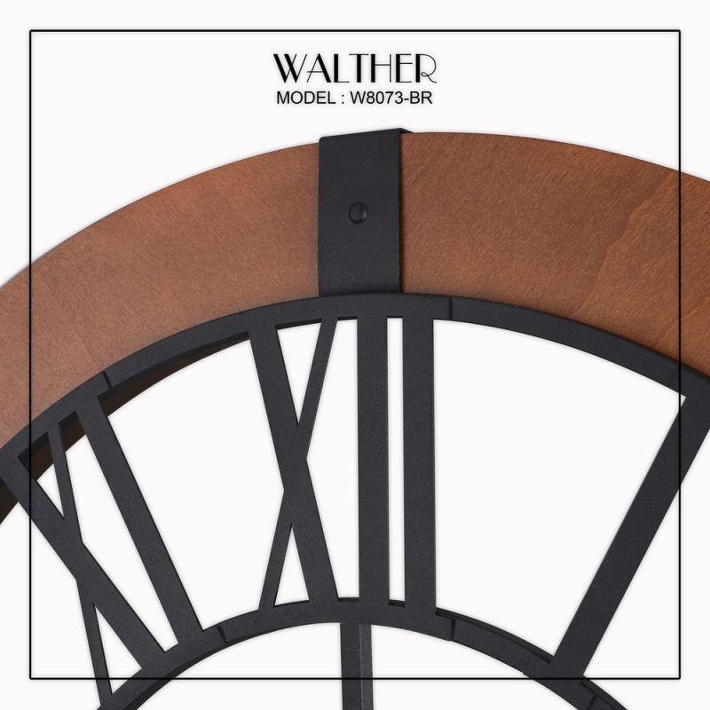 ساعت دیواری قطر 80 ترکیب چوب و فلز M8073_BR - Image 3