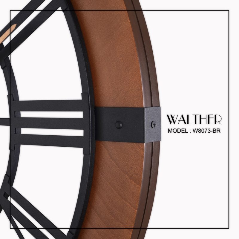 ساعت دیواری قطر 80 ترکیب چوب و فلز M8073_BR - Image 4