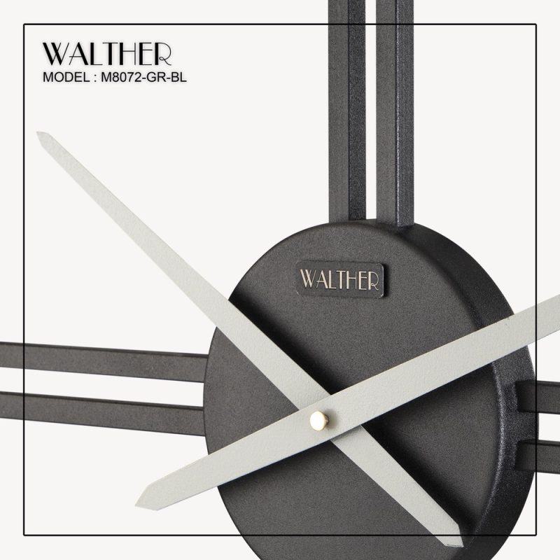 ساعت دیواری قطر 80 ترکیب چوب و فلز M8072-GR-BL - Image 5