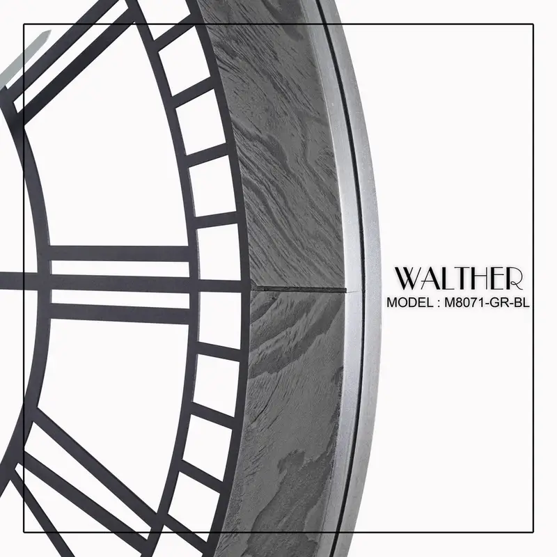 ساعت دیواری قطر 80 ترکیب چوب و فلز M8071-GR-BL - Image 3