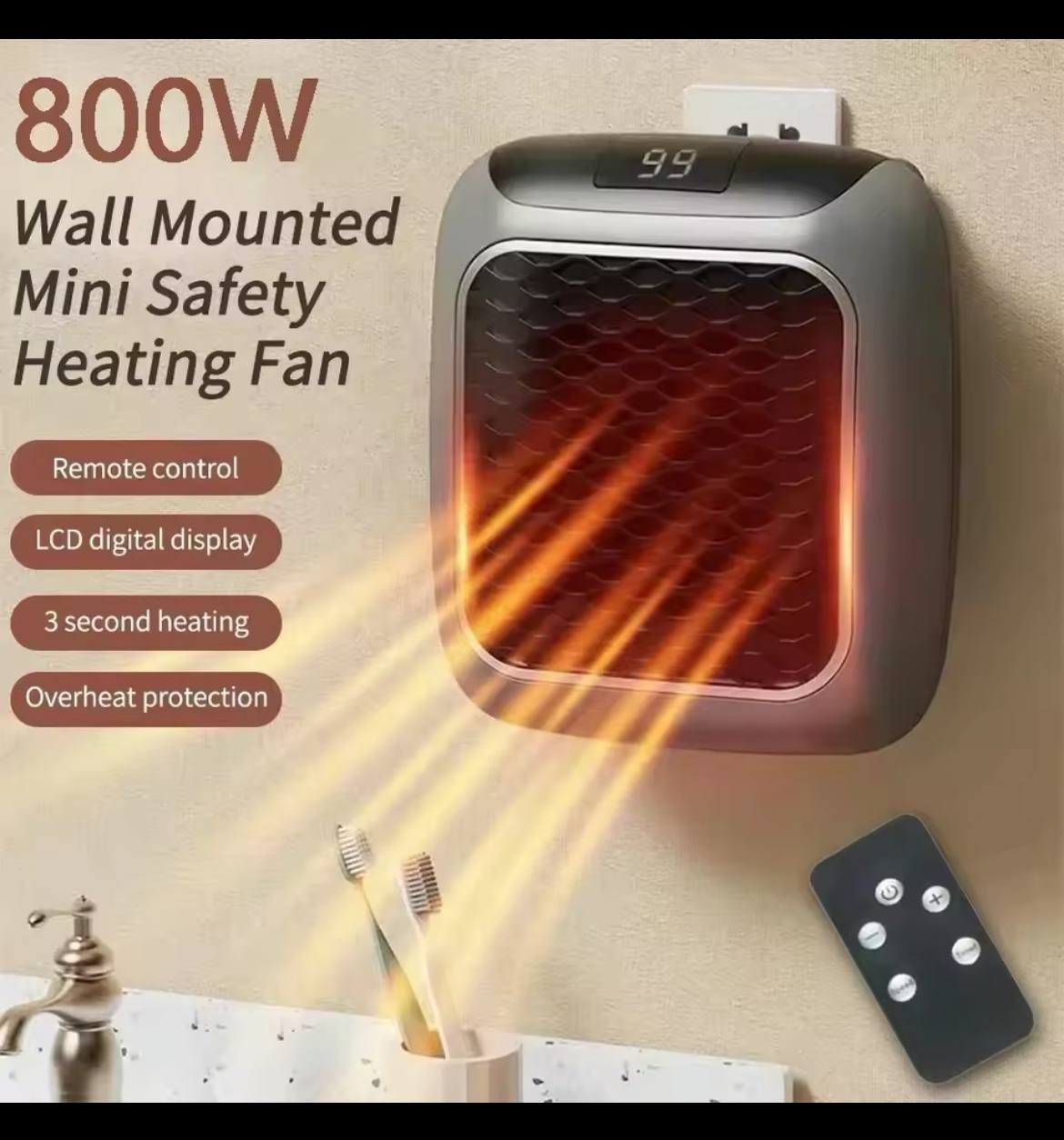 فن هیتر CSA ریموت دار مدل CSA HEATER 800W کلید لمسی - Image 2