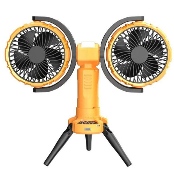پنکه شارژی چندکاره مدل Double Head Camping Fan with LED Light F7300 - Image 4