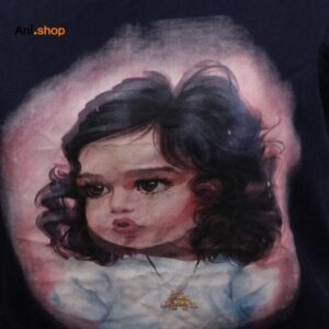 تیشرت نخی طرح بچه سرمه ای