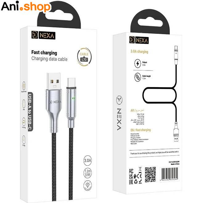 کابل شارژ نکسا مدل L70 با سری تایپ سی 60 وات