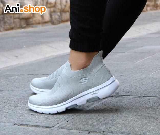 کفش اسکیچرز مدل Knit طبی رنگ طوسی روشن سایز 39