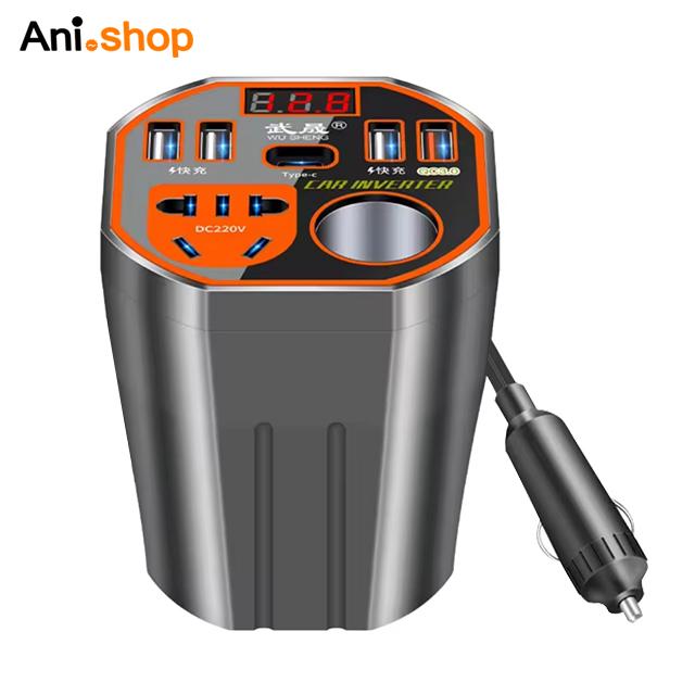 مبدل خودرو ۲۰۰ وات ۱۲-۲۴ ولت با شارژر سریع، ۴ پورت USB-A و Type-C، خروجی ۲۲۰ ولت، چراغ نشانگر LED، تبدیل فندکی یونیورسال - تصویر 2
